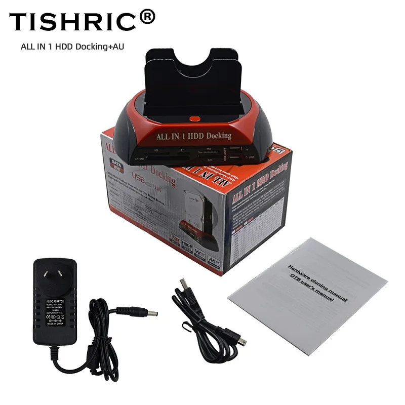 AU TISHRIC все в одном внешнем SATA IDE Dual HD/HDD док-станция USB 2,0 eSATA 2,5/3,5 Жесткий диск/дисковый ридер/корпус/коробка для hp - Цвет: AU