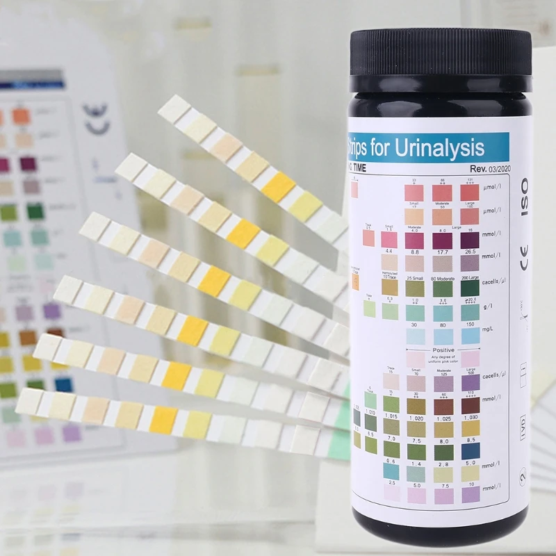 URS-14 100strips Urinalysis Reagent Test Paper 14 Parameters Urine Test Strips Leukocytes, Nitrite, Urobilinogen, Protein, pH