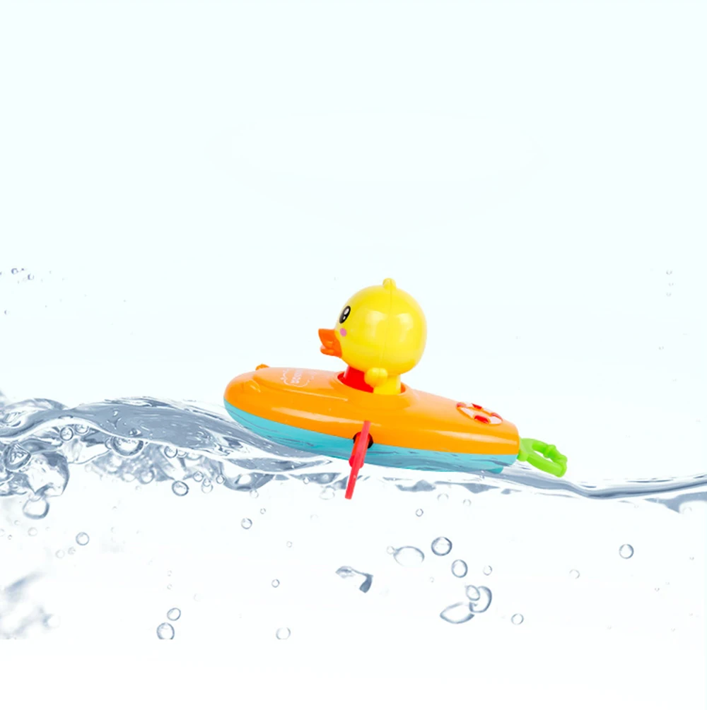 1 Pcs Summer New Baby Bath Toy Rowing Boat Duck Swim Bath Floating Water Wound-up Chain Baby Children Classic Toys Gifts