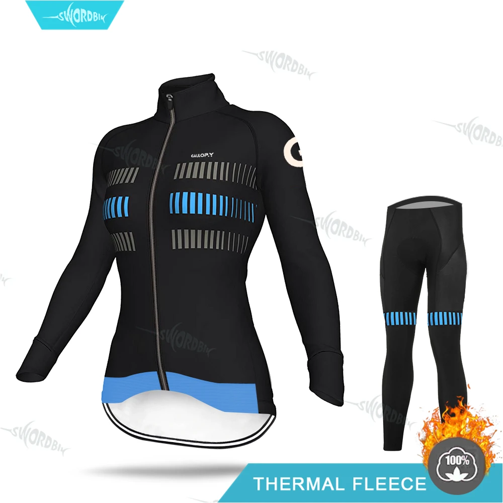 Normal Cycling Set Женская велосипедная Джерси с длинным рукавом комплект Женская зимняя велосипедная одежда ALEing модная дорожная велосипедная теплая рубашка Pro зимняя термо флисовая - Цвет: Normal Cycling Set
