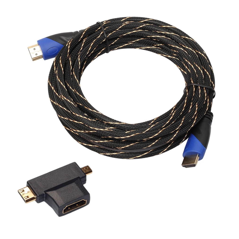 

5m Hdmi Male To Male Video Cable HDMI To Micro HDMI Mini HDMI With Mini Adapter Set Audio extension cable