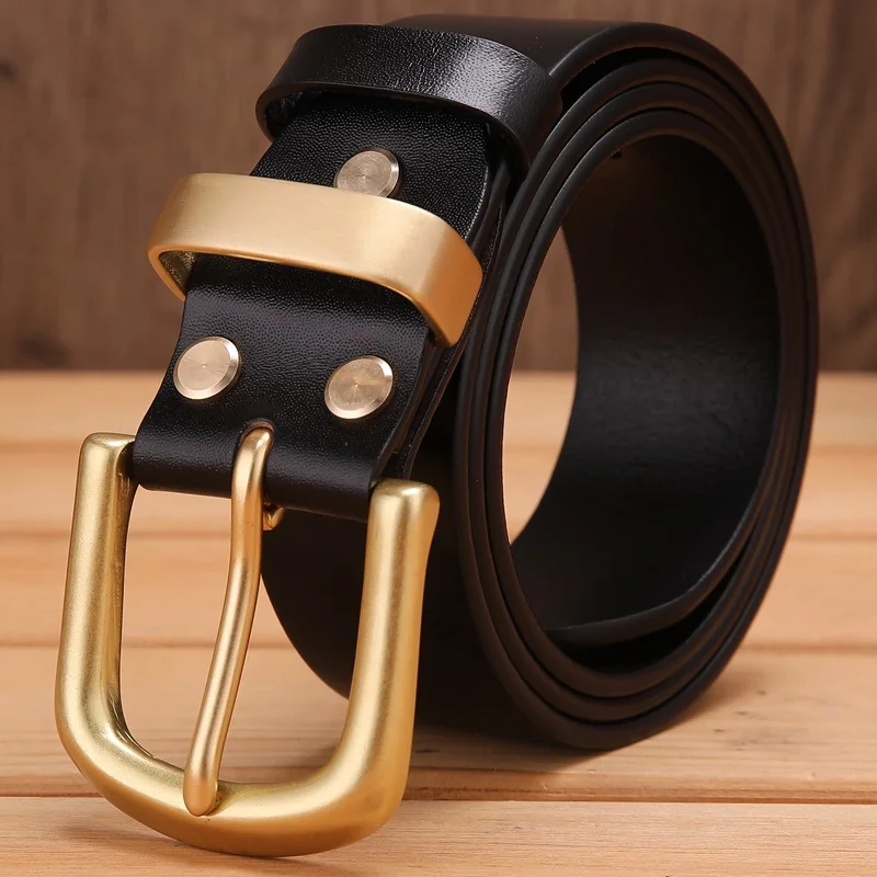 black 2 ring Верблюжий растительный дубленый ремень с твердой латунной пряжкой, высокое качество, мужские ремни класса люкс из натуральной кожи с натуральным лицевым покрытием, джинсы ковбойские широкие - Цвет: black 2 ring