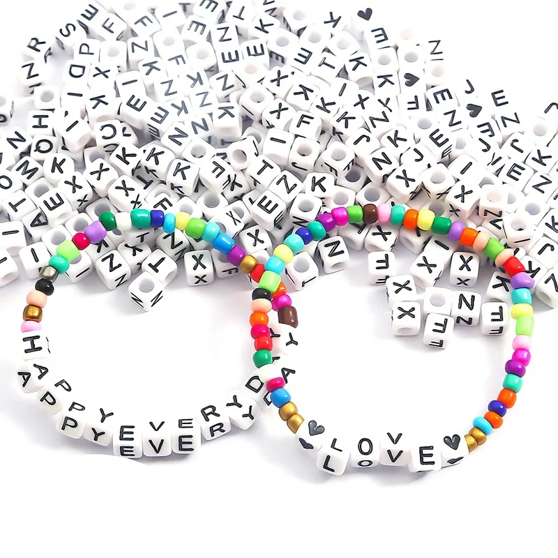 Бусины-надписи 100 шт. для самостоятельного изготовления игрушек сменные резинки