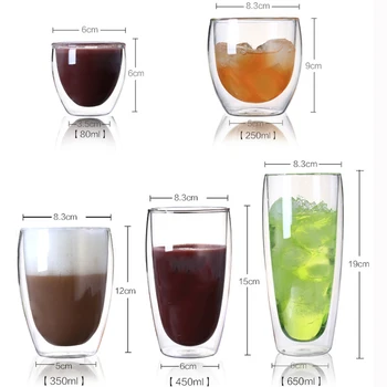 

80/250/350/450/650ML Double Wall Glass Cup Heat Resistant Tea Coffee Drink Cups Healthy Milk Juice Water Mugs Creative Gift
