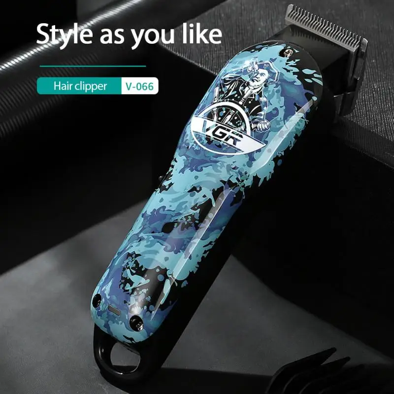 Oil Head Electric Trimmers Hair Clipper Blue Graffiti Shaved Head