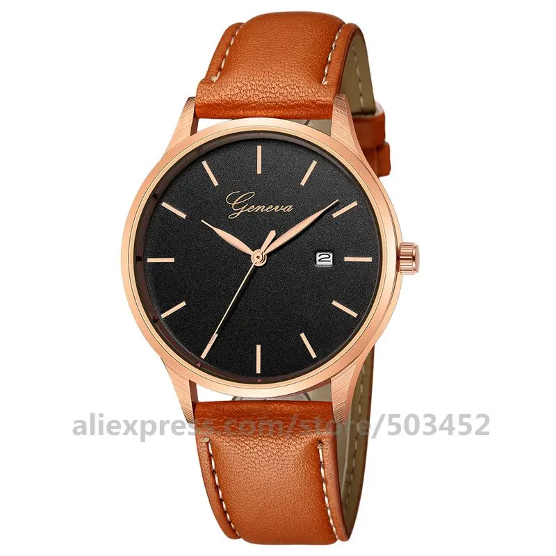 brown rose black 100 шт./лот, модные часы Geneva 668, кожаные спортивные часы для мужчин, заводская цена, наручные часы,, повседневные часы - Цвет: brown rose black