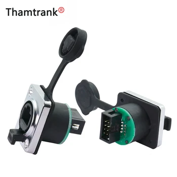 

70pcs/lot Straight PCB Board RJ45 Female Jack Panel Mount IP65 Waterproof 8P8C RJ45 Ethernet Plug Socket Chassis Connector