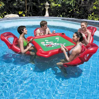 

Inflatable Pool Games Outdoor Poker Game With Inflatable Chair And Inflatable Table Pad And Game Chip And Other Accessories