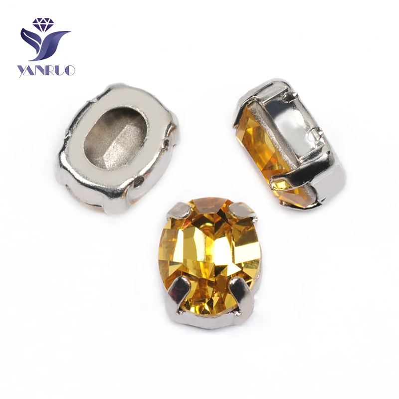 Light Topaz YANRUO 4128 овальные пришитые камни и Кристалл страз DIY заостренные сзади стеклянные стразы ручной работы для изготовления ювелирных изделий - Цвет: Light Topaz