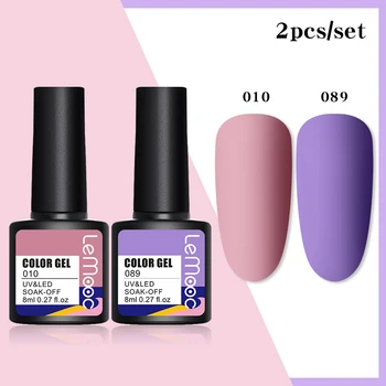 

LEMOOC 8ml Matte Effect UV Gel Nail Polish Set Autunm Series Color Hybrid Semi Permanent Soak Off UV Led Gel Nail Art Design