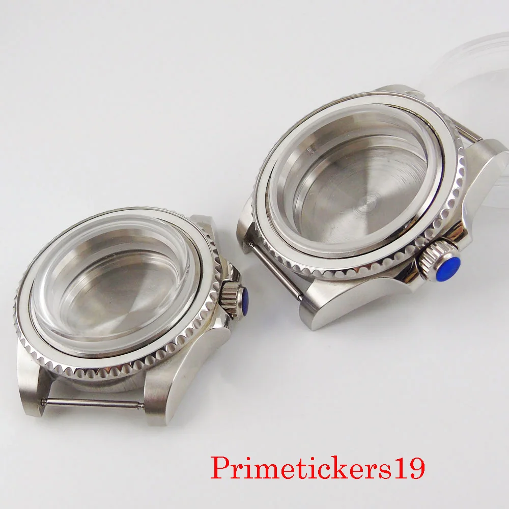 

40mm arched glass men watch case fit NH35 miyota automatic movement solid case back rotating bezel