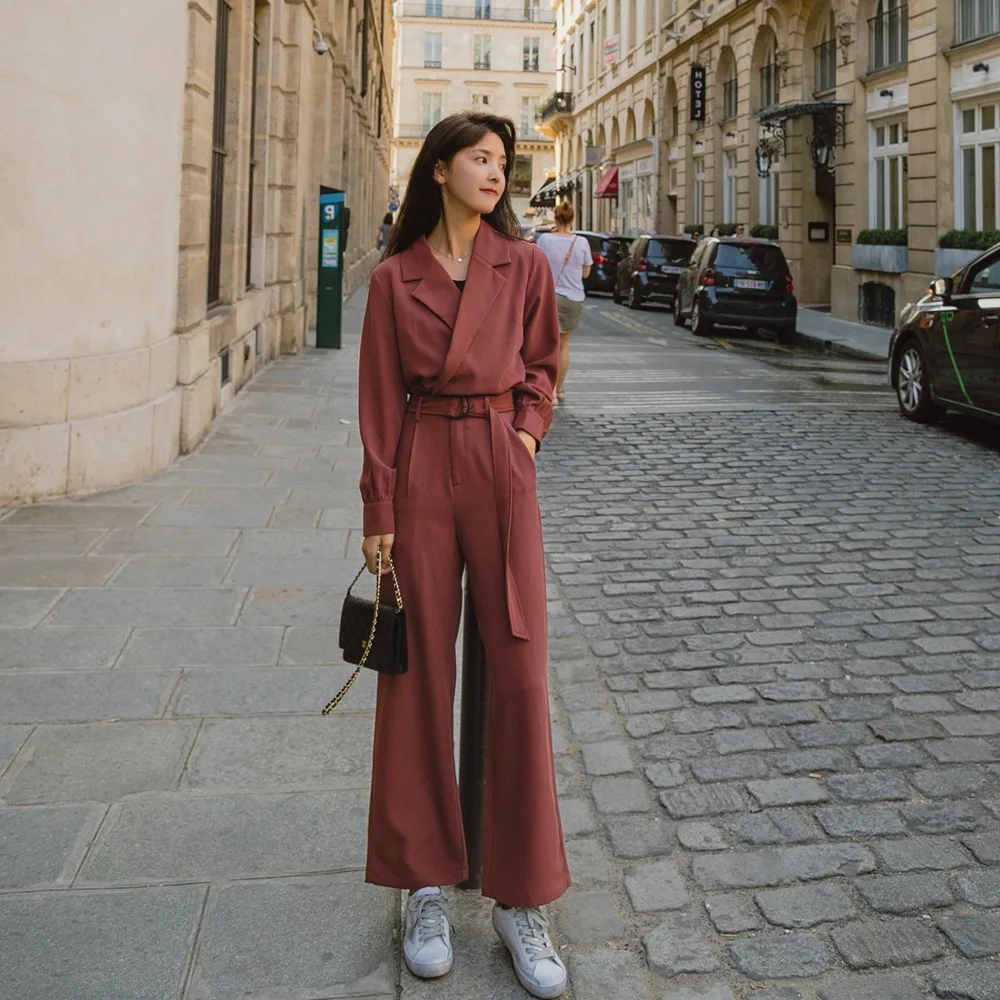 

Photo Shoot Design-Suit WOMEN'S Suit 2020 Spring New Style Retro British Style Coat + Loose Pants Two-Piece Set