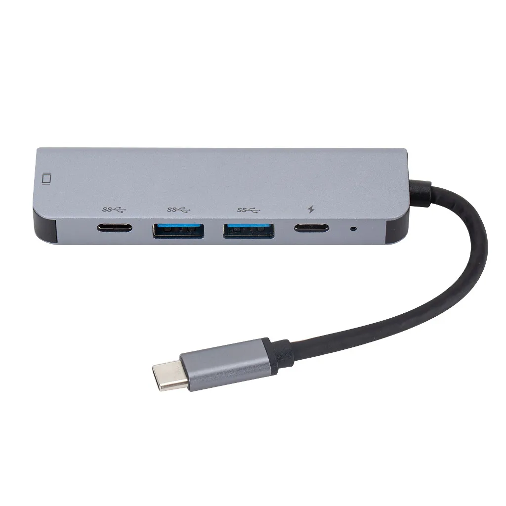 Ouhaobin5 в 1 type-C концентратор USB 3,0 адаптер с HDMI 4 к видео PD чтение SD/TF 3,0 карты USB порт для ПК - Цвет: Gray