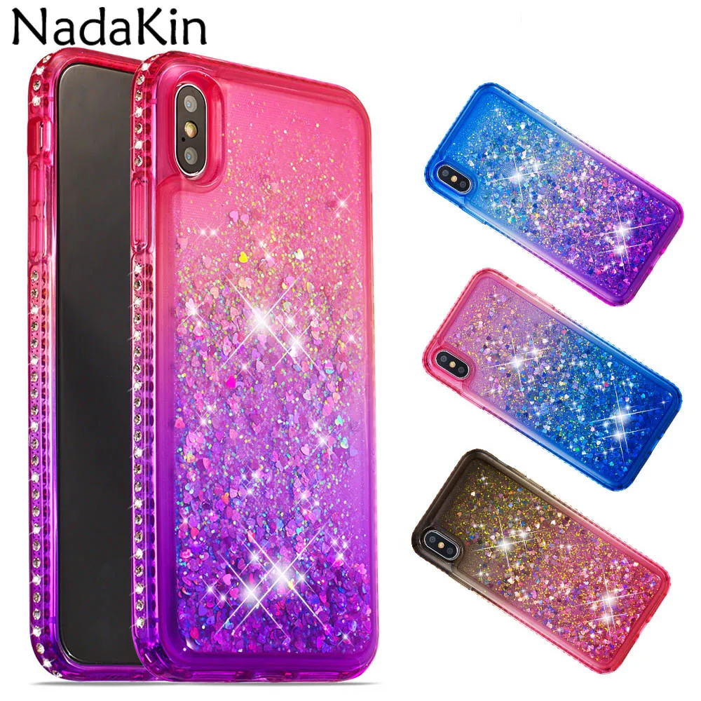 Для iPhone 11 Pro X XS MAX XR 8 7 6S 6 Plus 5 5S Блестящий с жидкостью песок алмаз градиент ТПУ чехол с блестящим зыбучим песком