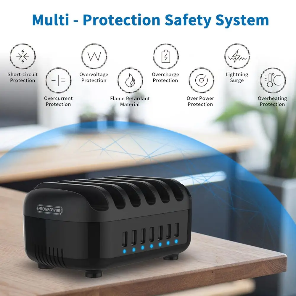 NTONPOWER универсальная зарядная станция Док-станция с держателем 70 Вт 7 usb зарядка для iphone разжигающая таблетка