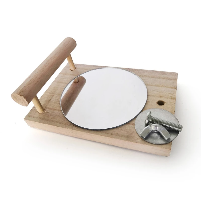 Speelgoedvogelspiegel met zitstok Hangende papegaai Houten zitstokstandaard Speelgoed voor valkparkieten Parkieten Eenvoudig te installeren Vogelkooi-accessoires Eenvoudige installatie - productkenmerken