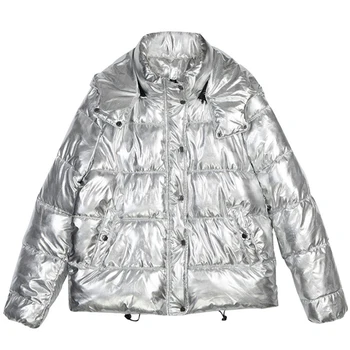 

2019 Female Glossy Down Parka Winter Jacket Women Large Sizes Thick Down Jacket Loose White Duck Down Coat Waterproof Outerwear