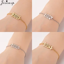 Jisensp персонализированные Старый Английский год количество браслеты с подвесками для женщин мужчин детей подарок на день рождения от 1980 до 2000 pulseira masculina