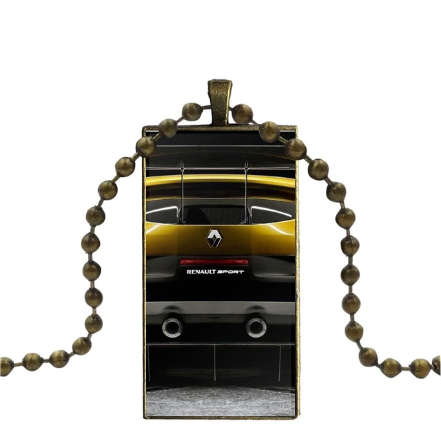 Super Cars Renault Logo Glass Pendant Necklace Handmade Half Pendant Rectangle Necklace For Lovers Best Friendship