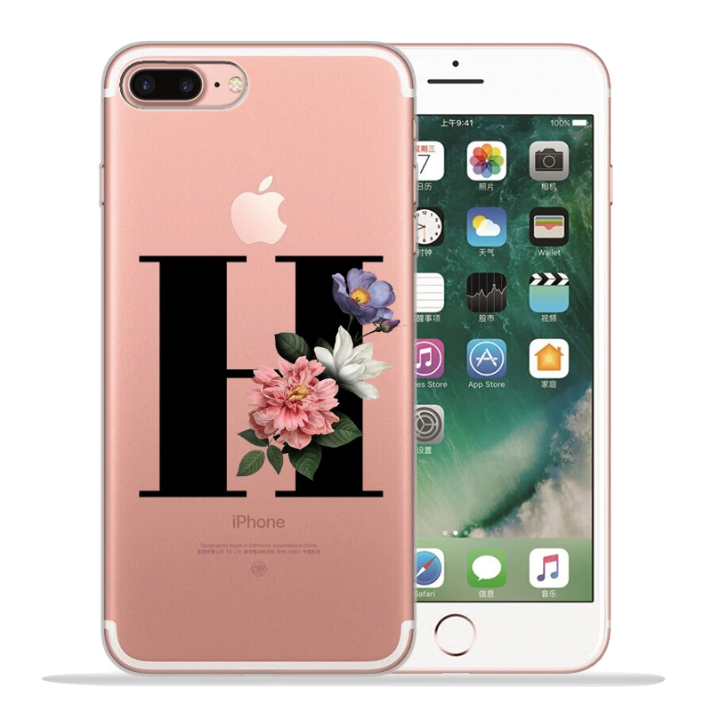 Чехол для телефона с буквенным принтом и цветочным рисунком, чехол для iPhone X, чехол 11 11 Pro Max 5, 5S, 6, 6 S, 7, 8 Plus, X, XS, Max, XR, чехол для iPhone 8, чехол - Цвет: 08