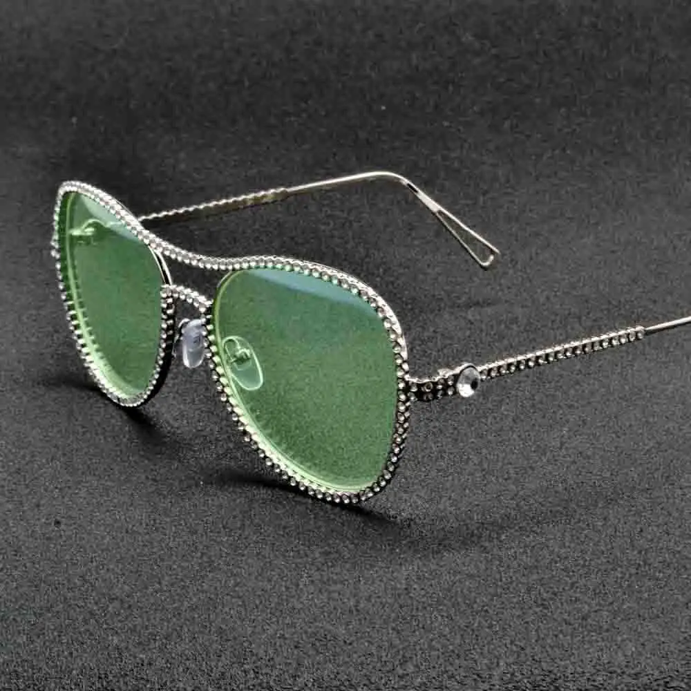 MINCL/Индивидуальные Роскошные Металлические очки с бриллиантами, женские Уникальные фирменные дизайнерские солнцезащитные очки с прозрачными линзами, модные стильные солнцезащитные очки NX