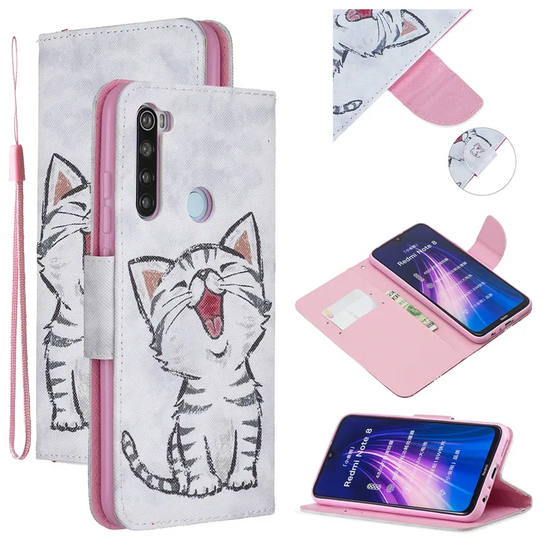 COOLY кожаный чехол-бумажник с откидной крышкой для Xiaomi Redmi Note 8 Pro 7 9T 7A K20 6 Pro 6A 5 5A задняя крышка чехол для телефона с рисунком кота мрамора