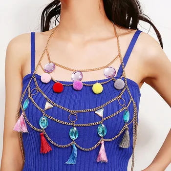 

deserve to act the role of contracted yakeli joker sexy clothing chain multi-layer chain tassel body hitting scene