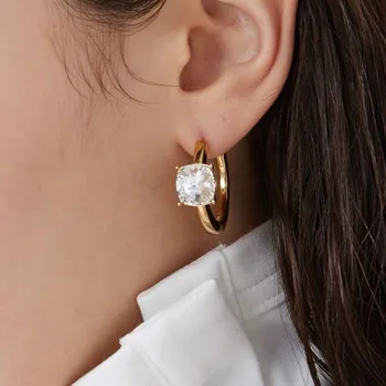 

Net red Single Diamond Earring Ring Earring copper European and American exaggerated earring Earring Ring buckle