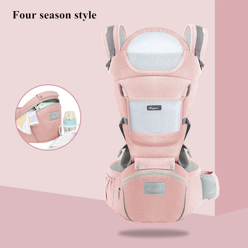 Pink Four seasons Брендовый рюкзак для новорожденных, Детский рюкзак для новорожденных, на бретельках, с лицевой стороны, кенгуру, Детская накидка для путешествий для детей 0-36 месяцев - Цвет: Pink Four seasons