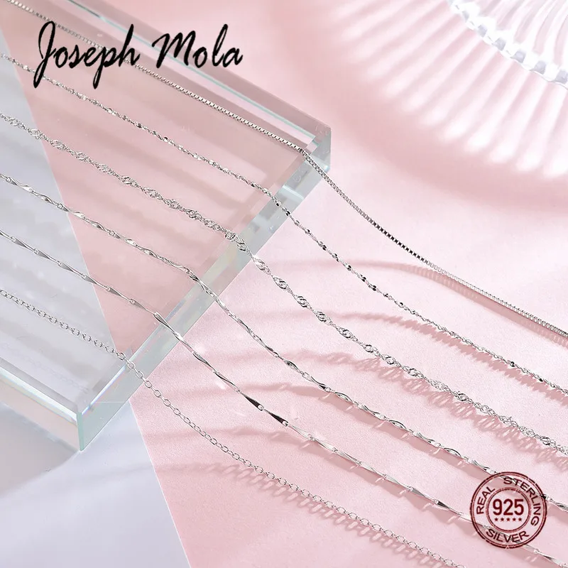 

Joseph Mola 100% 925 Sterling Silver 40 45cm Circle Clasp Adjustable Chain Necklace Gril Women Men Fashion Jewelry Accessories