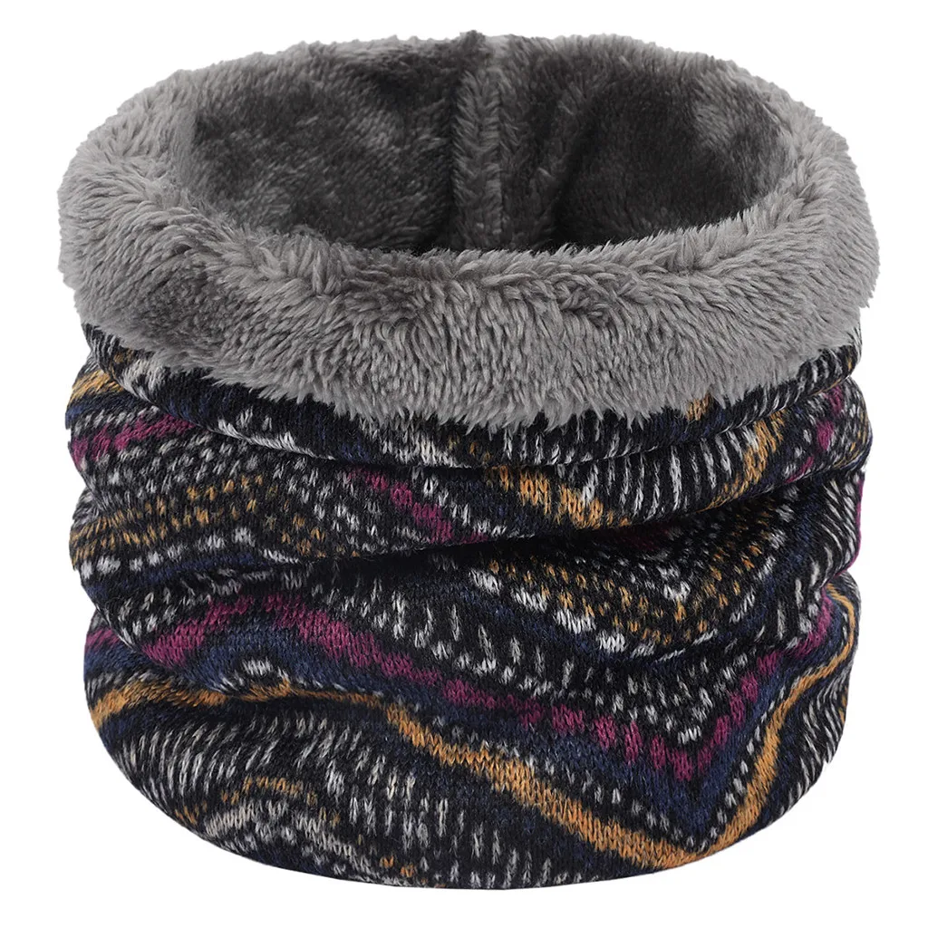 1Pc Winter Warm Brushed Knit Neck Warmer Unisex Contrast Color Neck Warmer Fleece Knitted Scarves Scarves Shawl Cowl scarf - Цвет: B