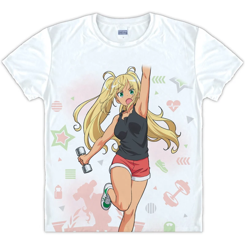 Аниме гантели Nan Kilo Moteru футболка с короткими рукавами одежда Sakura Hibiki Souryuuin Akemi унисекс Белый Топ