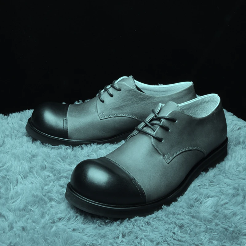 Autumn winter leather low help men's big shoes scalp shoes round head thick bottom soft leather retro shoes hairdresser Autumn winter leather low help men's big shoes scalp shoes round head thick bottom soft leather retro shoes hairdresser
