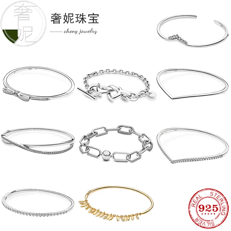 

cheny s925 sterling silver women fashion bracelets fit original Pandora DIY bangle Heart-shaped chain accessories jewelry making