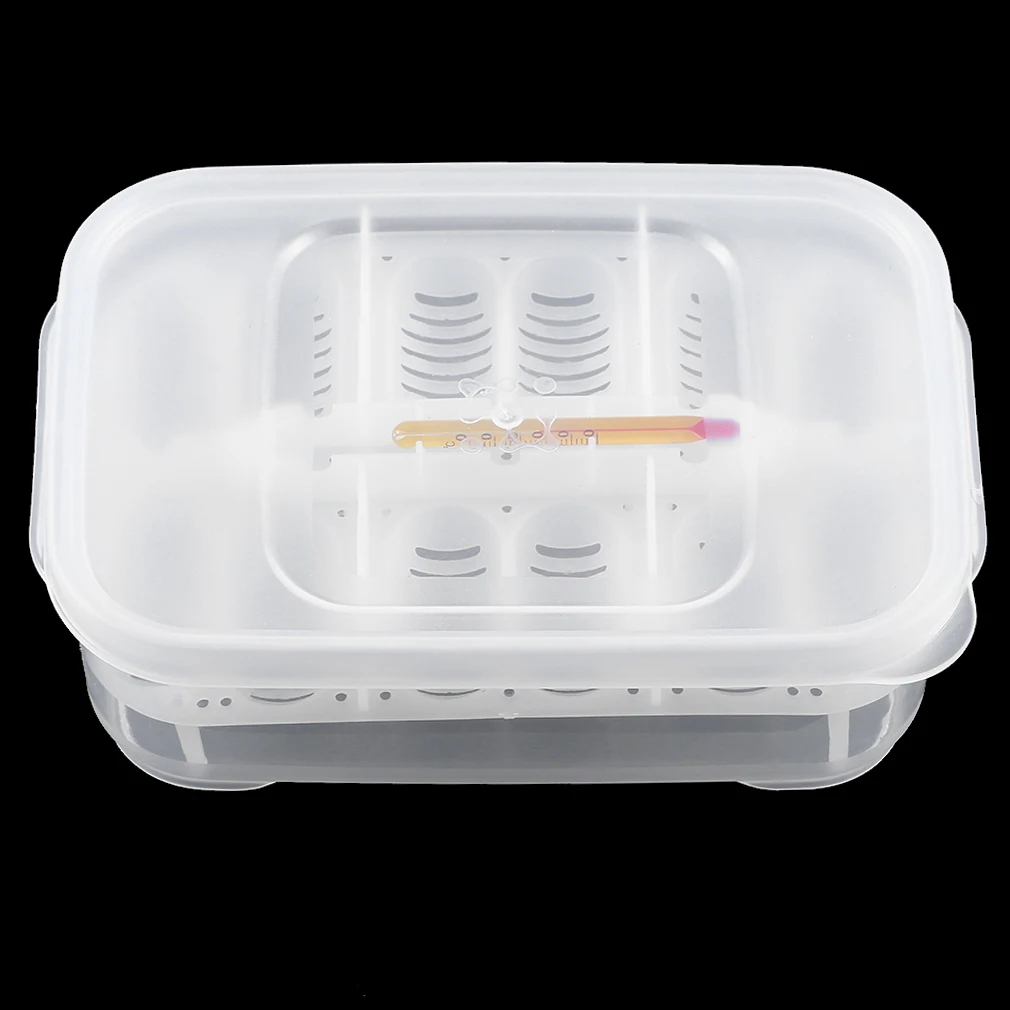 

Plastic 12 Holes Reptile Geckos Egg Incubation Tray With Thermometer Incubating Snake Eggs Incubation Tool