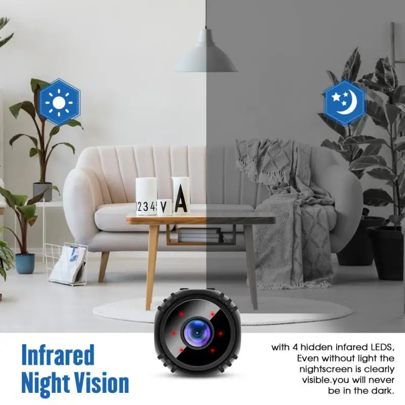 Cámaras de video Minicámara Wifi W8 con aplicación IWF, Monitor remoto de seguridad para el hogar, cámara IP de 1080P, visión nocturna IR, cámara inalámbrica con detección de movimiento - Imagen 3