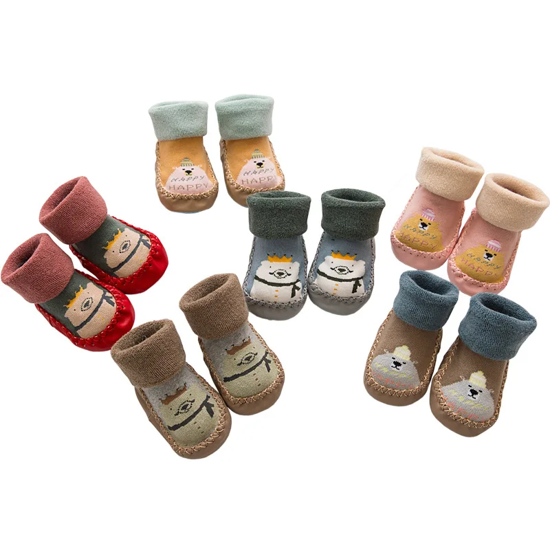 Детские носки махровые уплотненные детские носки с героями мультфильмов Нескользящие хлопковые носки с мягкой подошвой для маленьких мальчиков и девочек