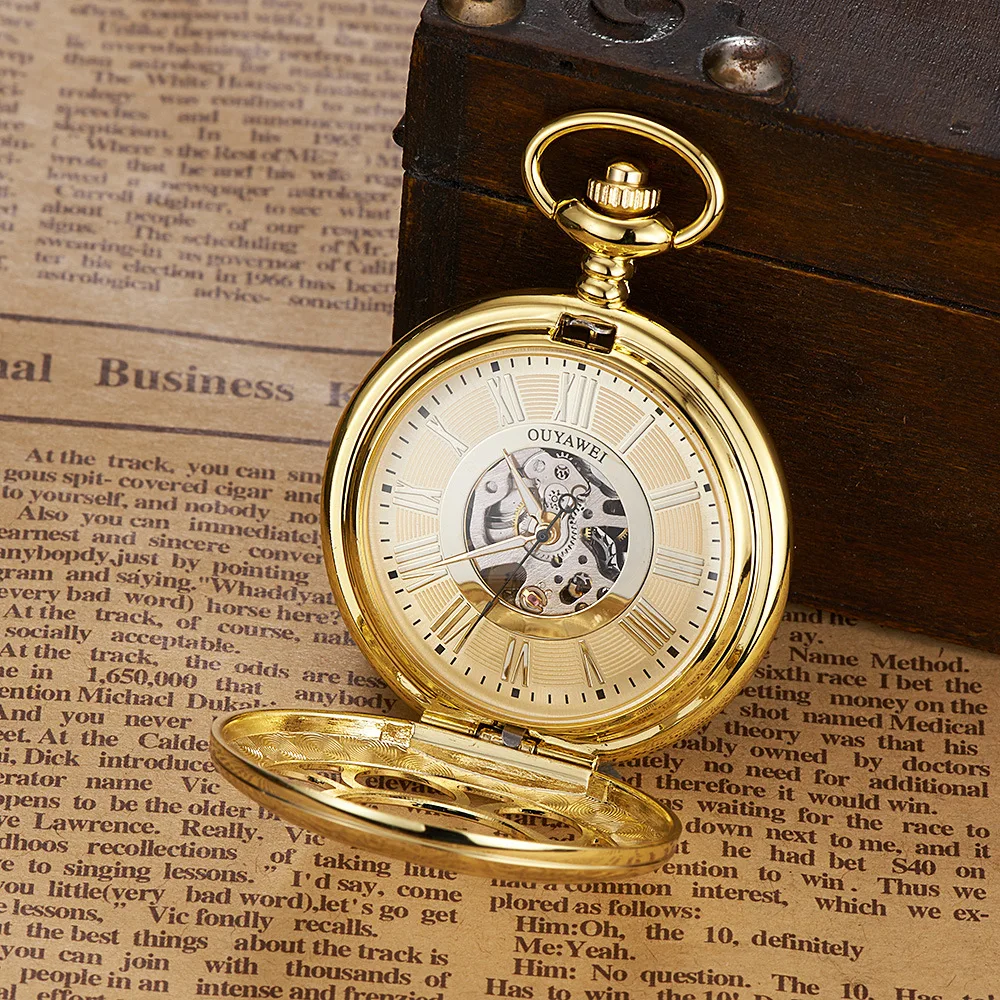 

Europe-asia wei P08 ouyawei Vintage Hand-Wound Transparent Back Mechanical Pocket Watch