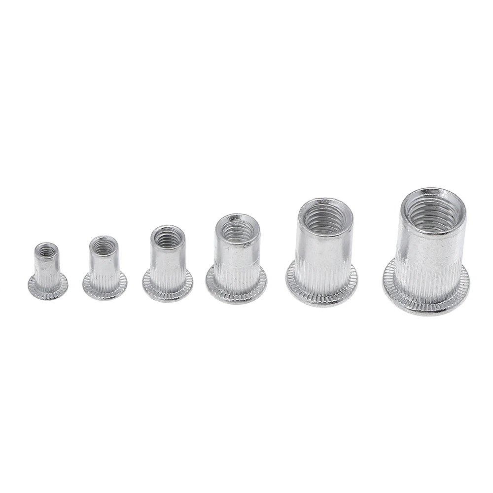 90Pcs M3 M4 M5 M6 M8 M10 Rivet Nut Aluminum Flat Head Rivet Nuts Set Insert Reveting Multi Size Nuts Tool