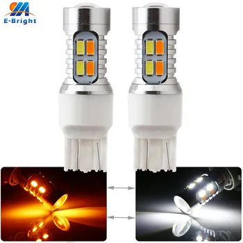 

2pcs 7443 W215W 1157 3157 Led Car Reverse Light Turn Signal dual Color White Amber 12V 3.8W 5730 20 SMD Tail Stop Light Bulb