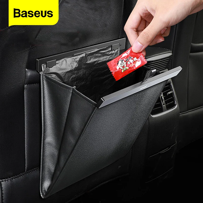 Baseus-organizador de asiento trasero de coche, bolsa de almacenamiento de basura de cuero PU, multibolsillo colgante, accesorios - AliExpress Automóviles y motocicletas