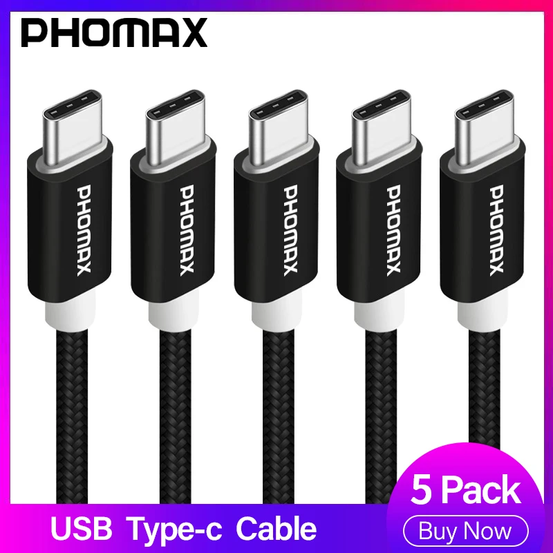 PHOMAX USB кабель type C 5 упаковка нейлоновый плетеный кабель для быстрой зарядки для samsung S9 note 9 usb C кабель для huawei Xiaomi зарядный шнур