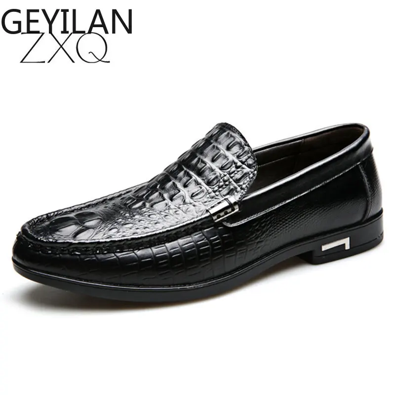 

Luxury Men Business Loafers Shoes Black Brown Men Crocodile Pattern Dress Shoes Wedding Formal Shoes Free Drop Shipping