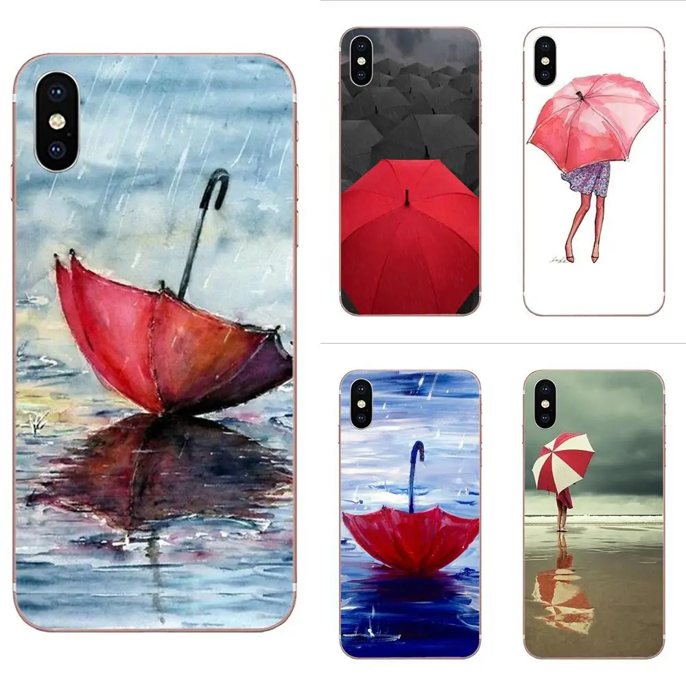 Мягкий ТПУ Роскошный Красный Зонт от дождя для HTC Desire 530 626 628 630 816 820 830 One A9 M7 M8 M9 M10 E9