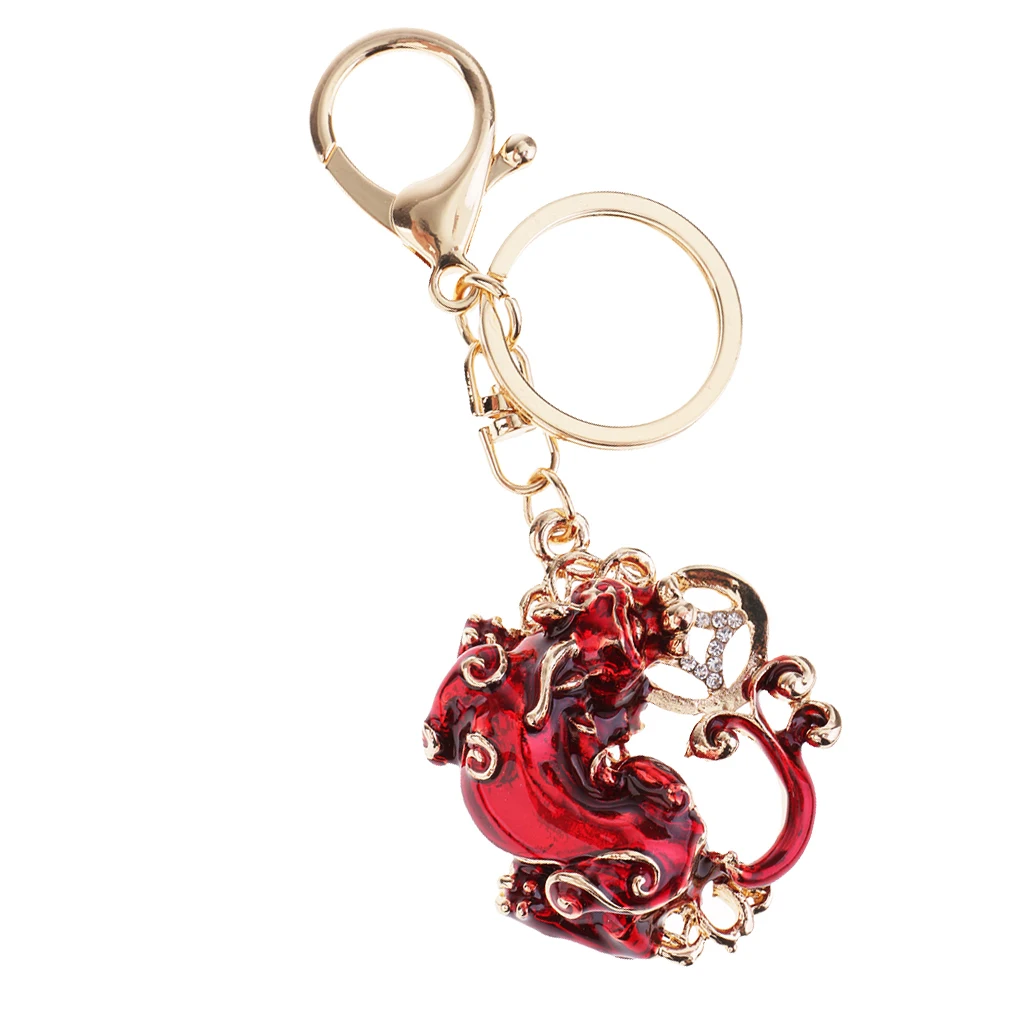 2 Pack Pi Yao/Pi Xiu Keychains Attract Wealth Luck Women Bag Key Rings
