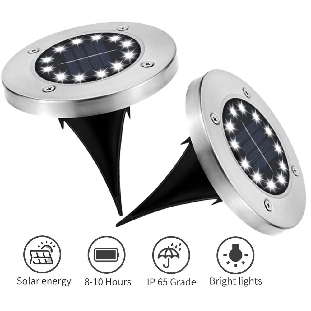 

1pc/4pcs 12 LEDs Solar Powered Ground Light Waterproof Garden Pathway Deck Lights Solar Lamp for Home Yard Driveway Lawn Road