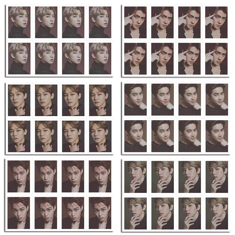 1 Pcs Kpop EXO New Album LOVE SHOT OBSESSION One-inch Photo Card CHEN BAEKYUN SEHUN Black and White ID Fan Collection | Канцтовары для