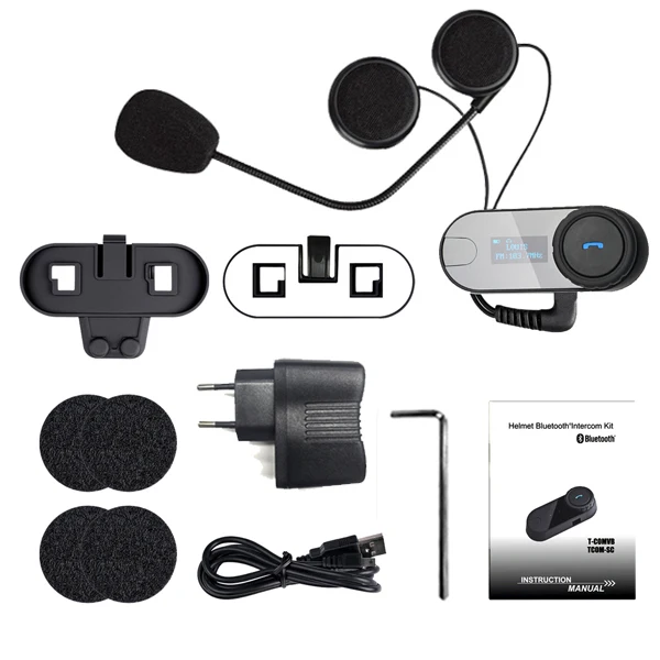 Bluetooth мотоциклетная гарнитура, шлем, TCOM-SC, домофон, мото BT, гарнитура, fm-радио, ЖК-экран и мягкий наушник