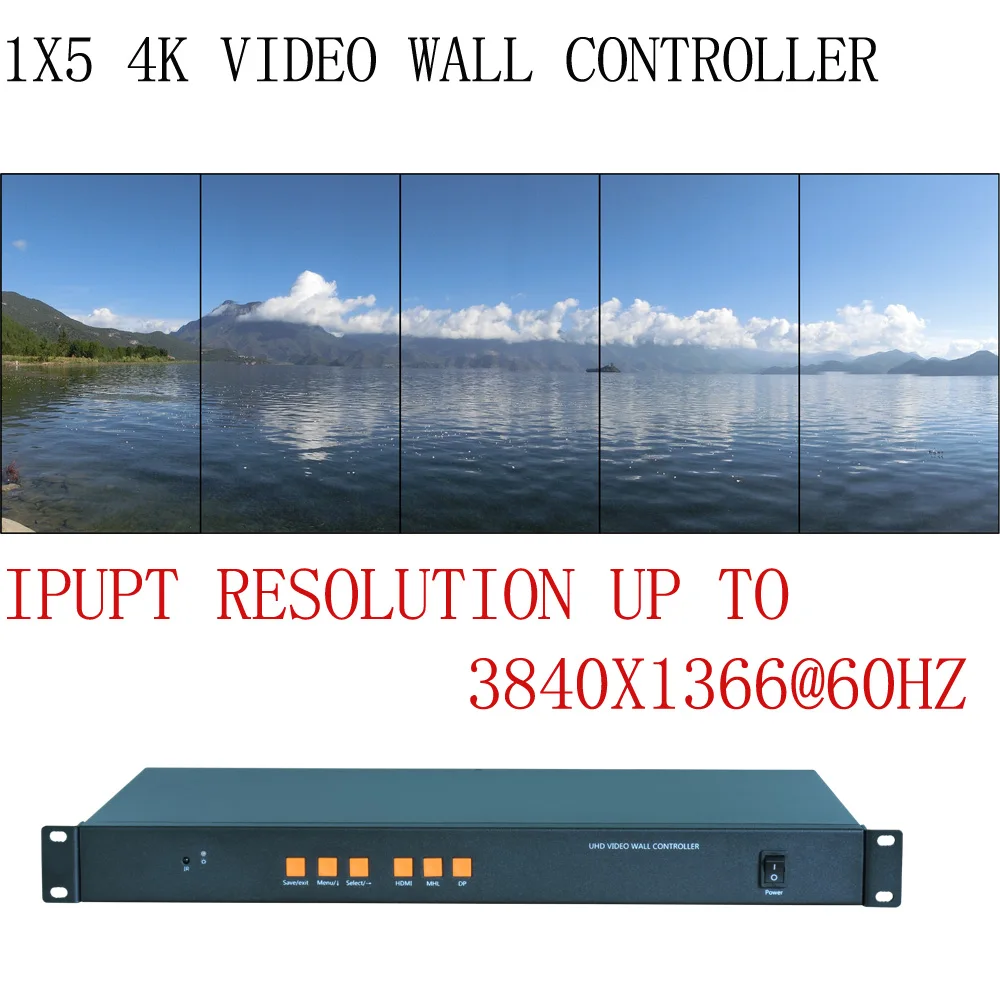 

1x5 4K video wall controller, 4K video wall processor for 5 units,input resolution up to 3240x1366 or 1366x3240