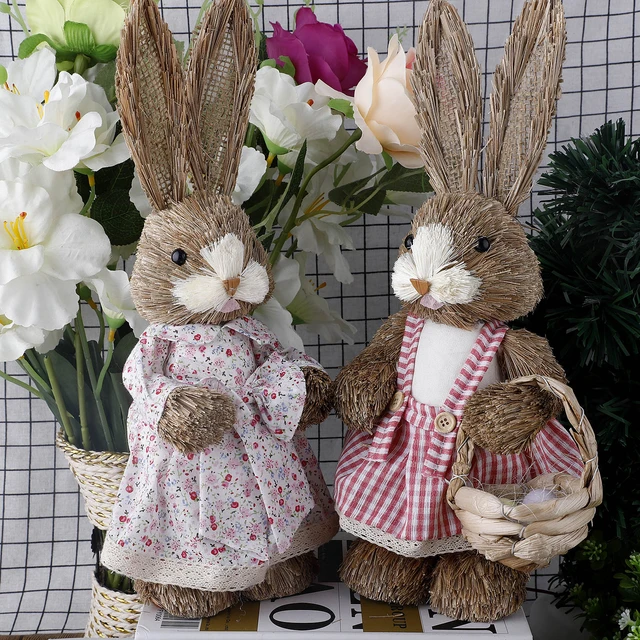 25cm Mini Easter Rabbit Props Crafts Model Simulation Straw Rabbit Home  Decoration Ornaments Easter Straw Bunny Cute Gifts - AliExpress